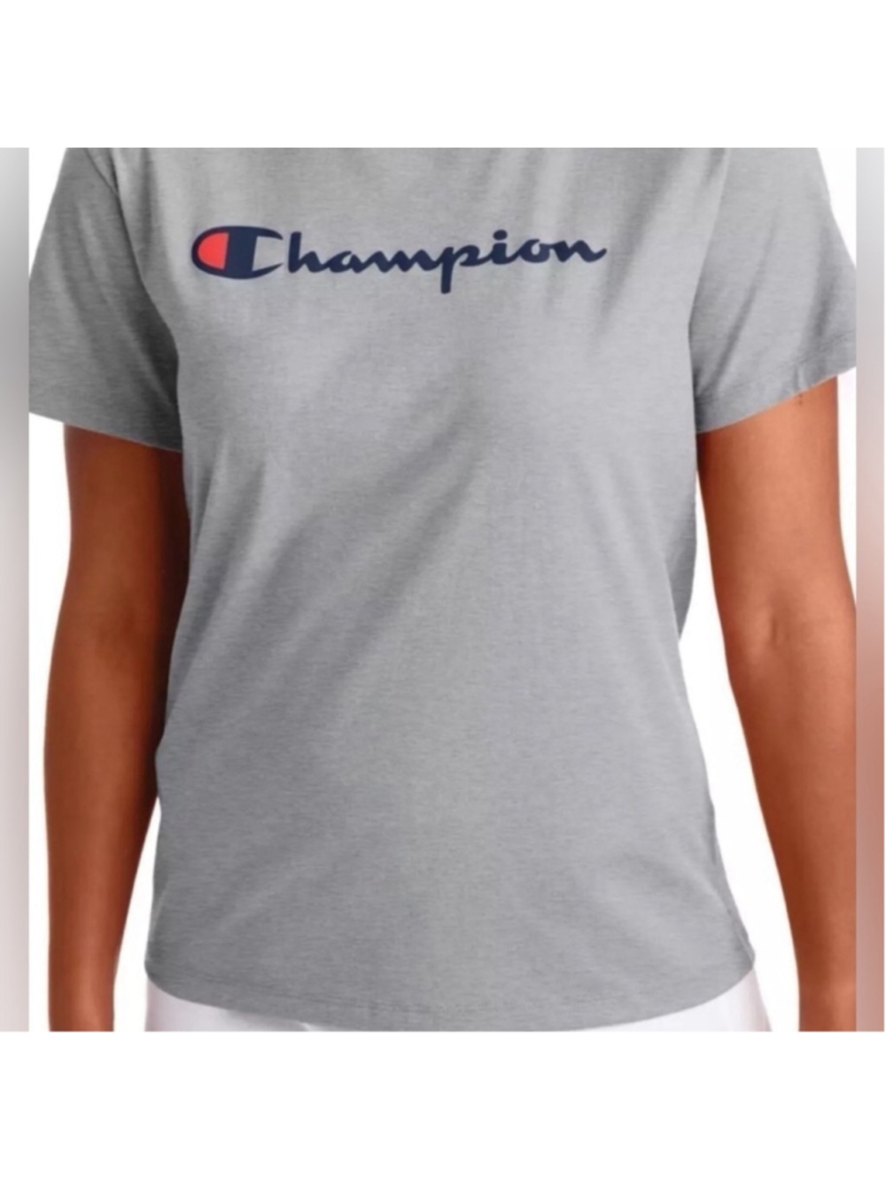Womens Champion classic script tshirt small gray